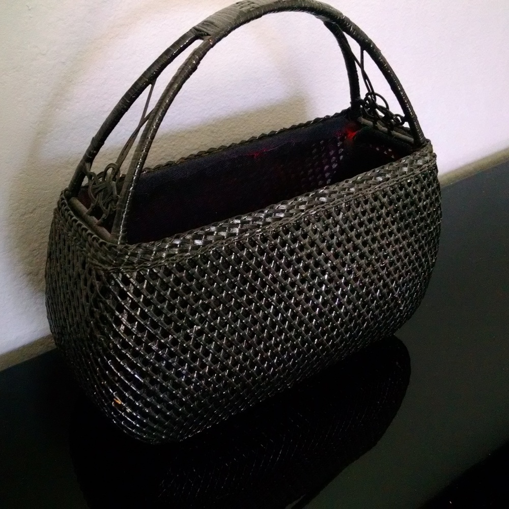 Vintage wicker basket purse
